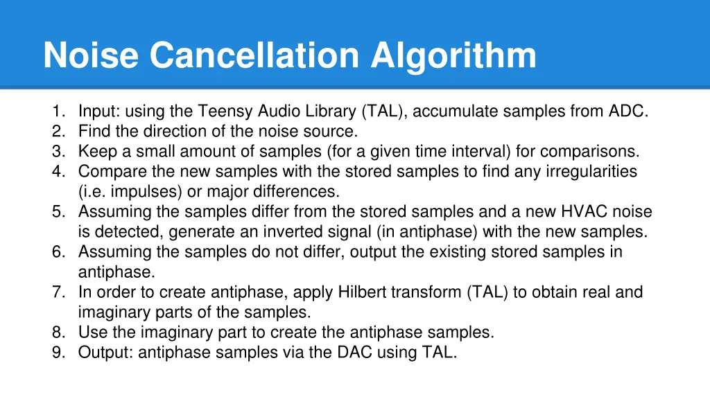 noise cancellation algorithm