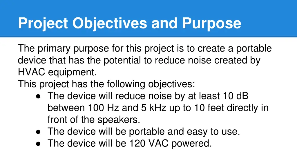 project objectives and purpose
