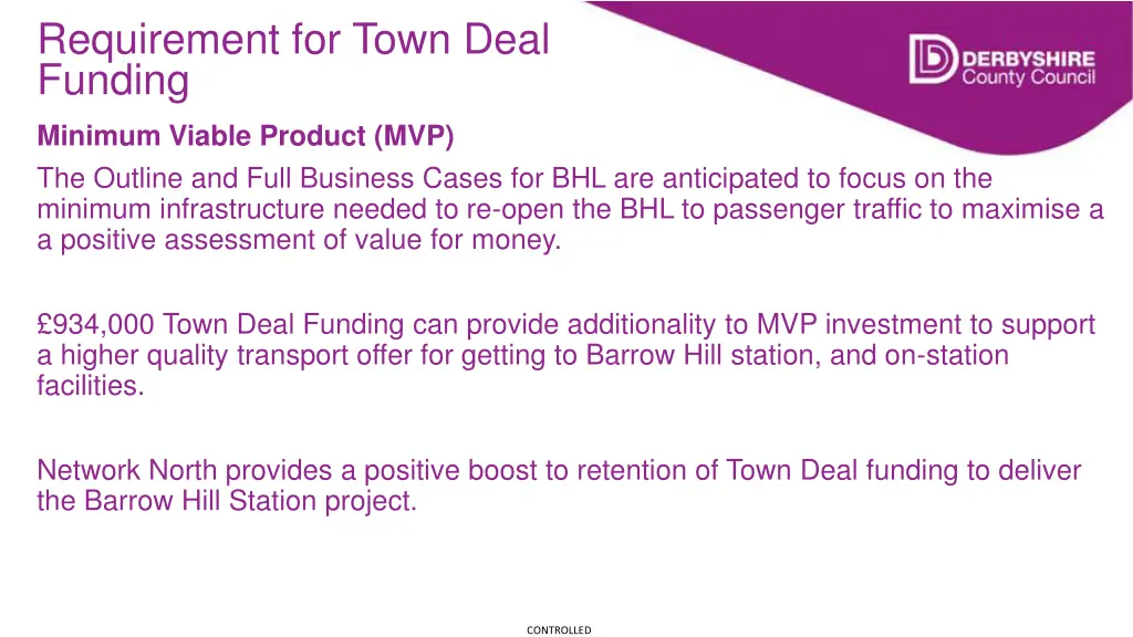 requirement for town deal funding