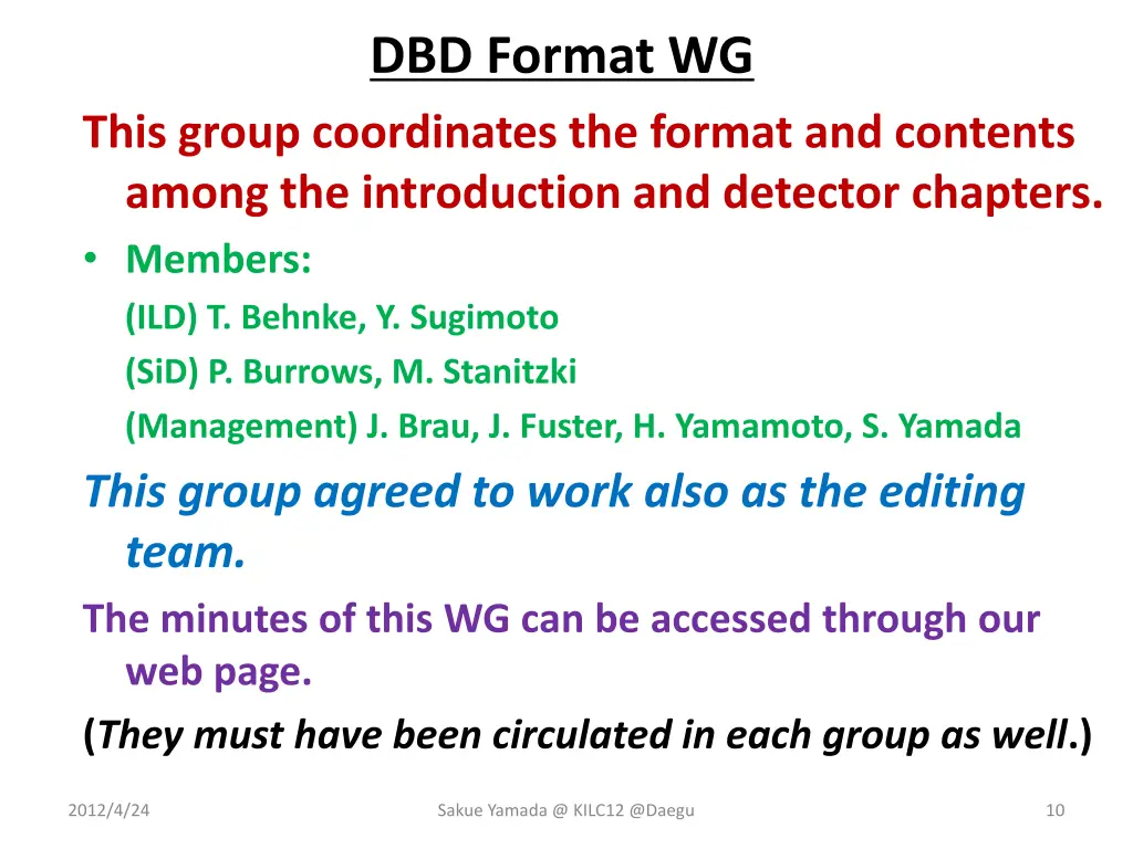 dbd format wg