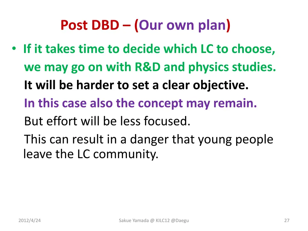 post dbd our own plan 2
