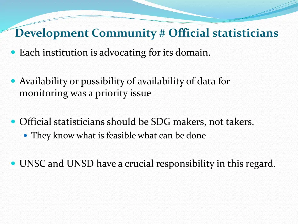 development community official statisticians