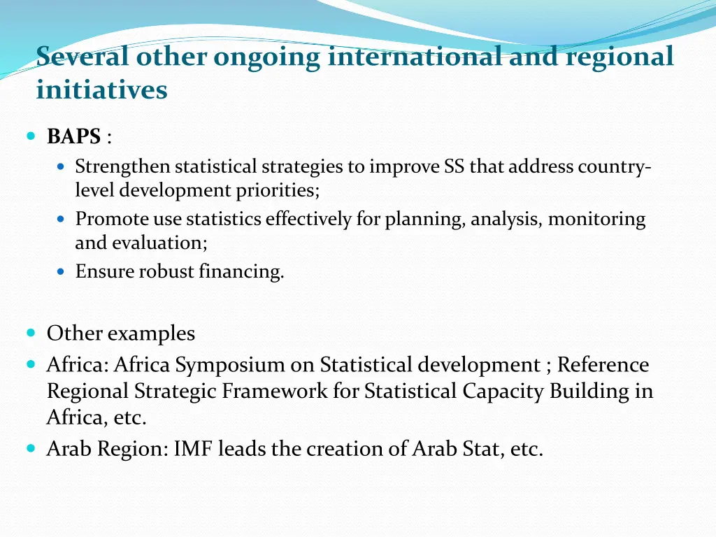 several other ongoing international and regional