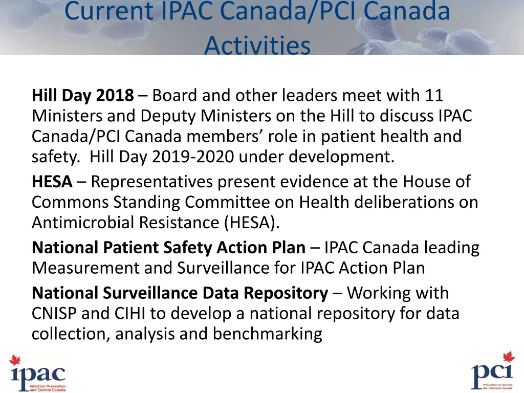 current ipac canada pci canada activities