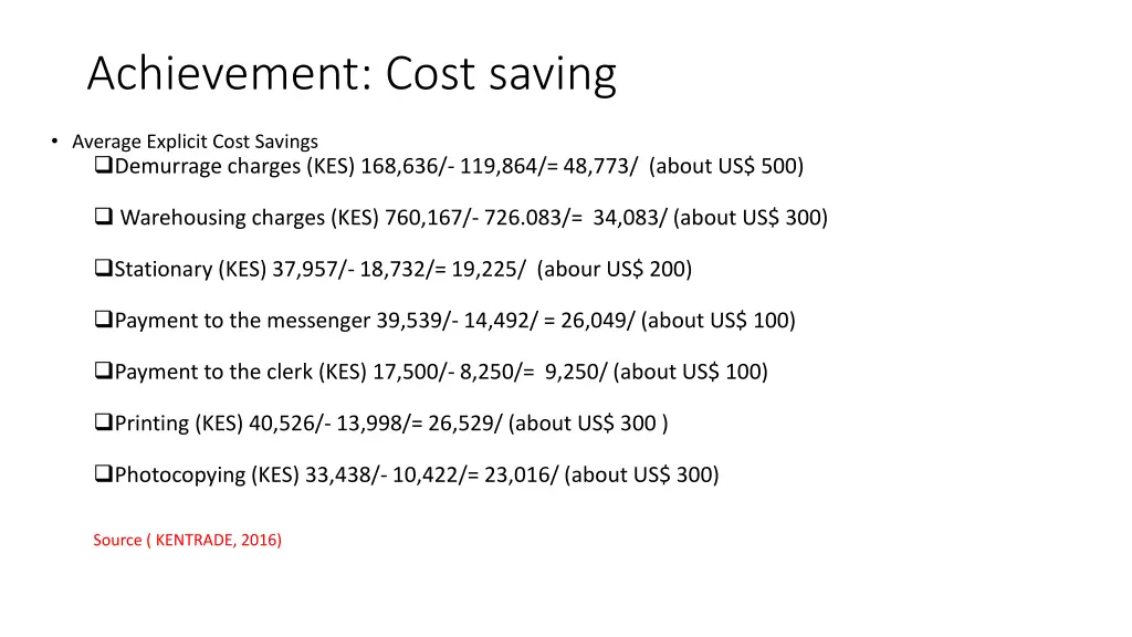 achievement cost saving