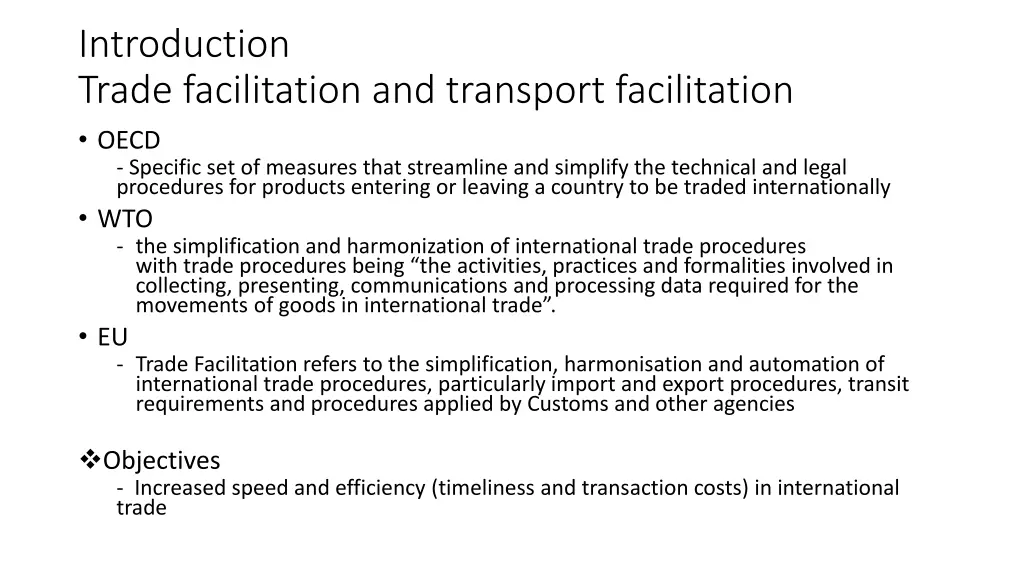 introduction trade facilitation and transport