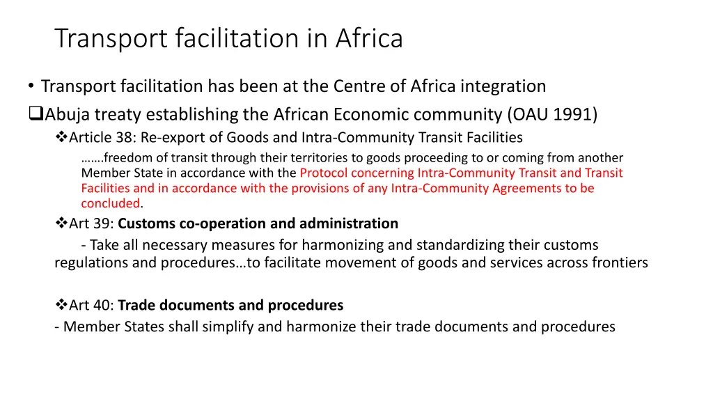 transport facilitation in africa