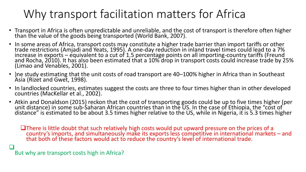 why transport facilitation matters for africa