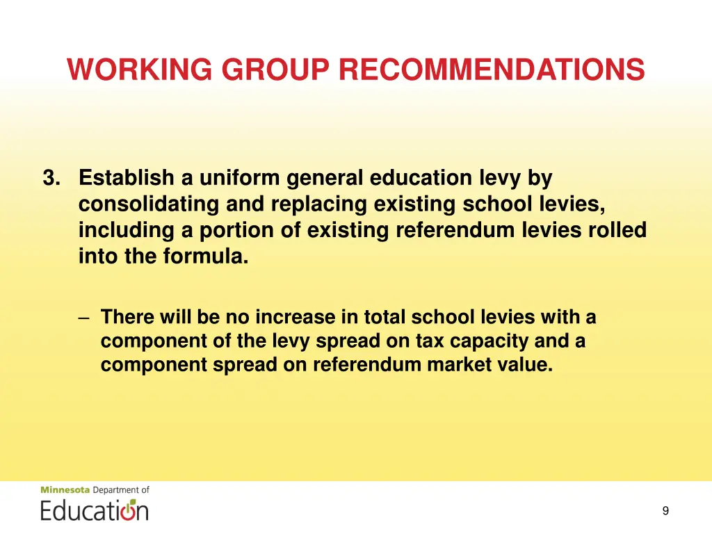 working group recommendations 1