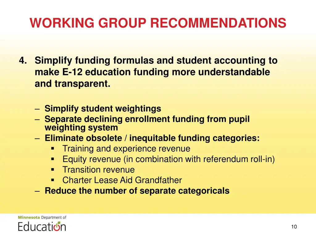 working group recommendations 2