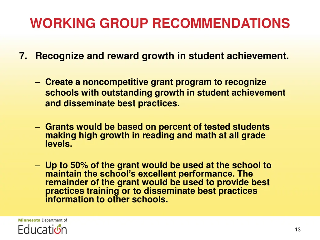 working group recommendations 5