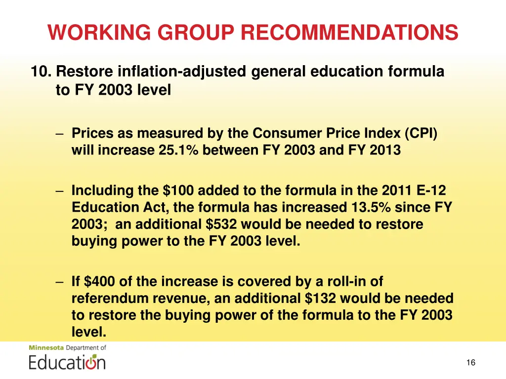 working group recommendations 8
