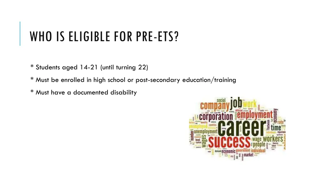 who is eligible for pre ets