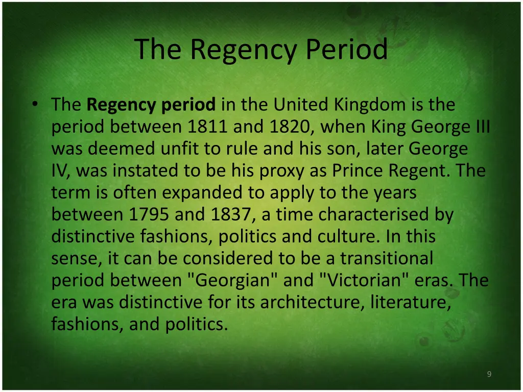 the regency period