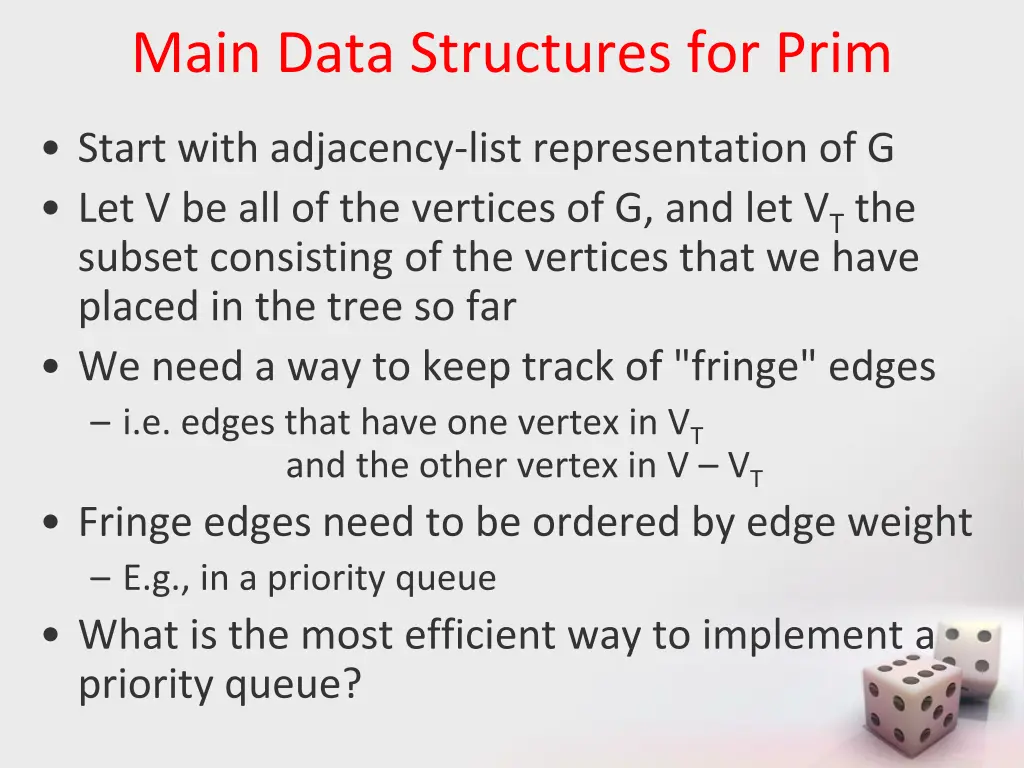 main data structures for prim