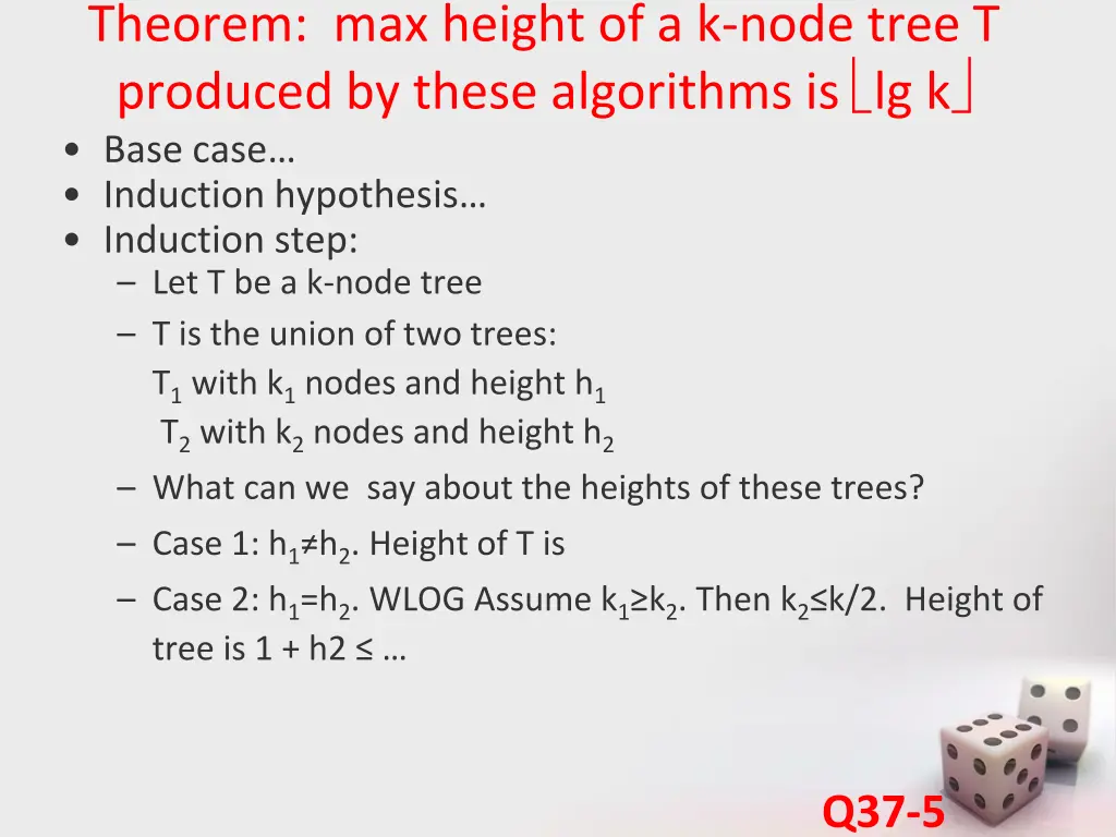 theorem max height of a k node tree t produced