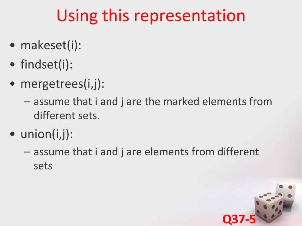 using this representation
