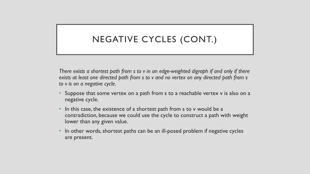 negative cycles cont