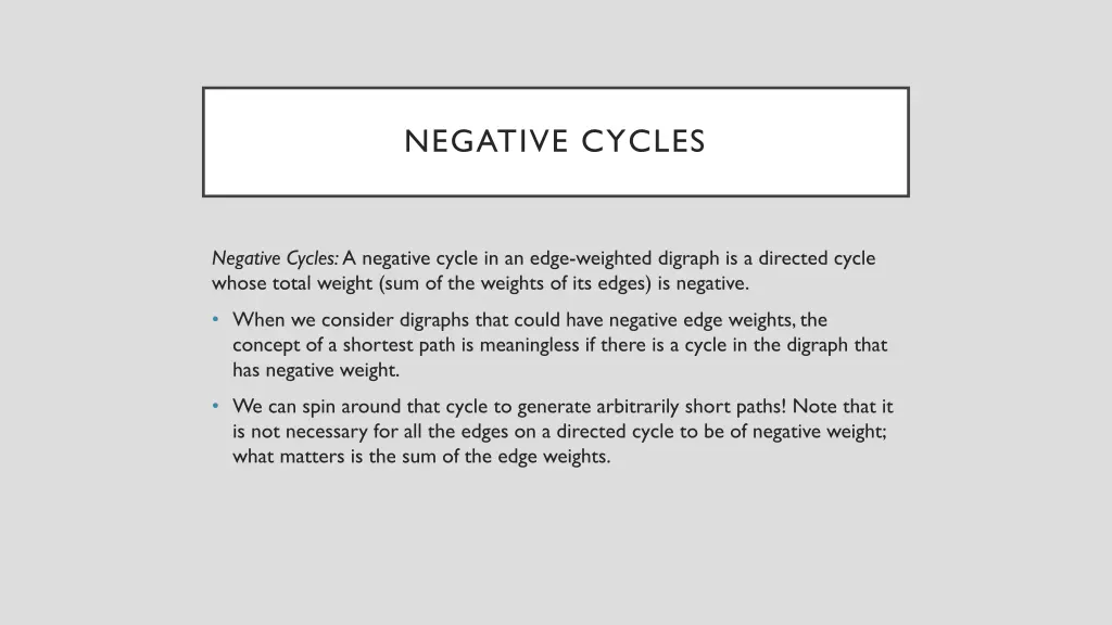 negative cycles