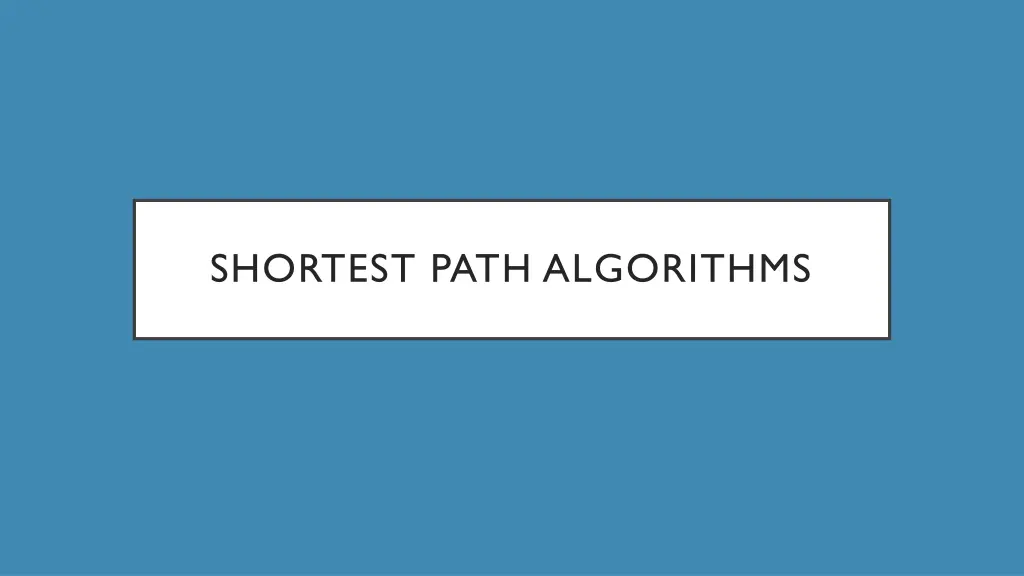 shortest path algorithms