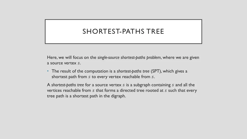 shortest paths tree