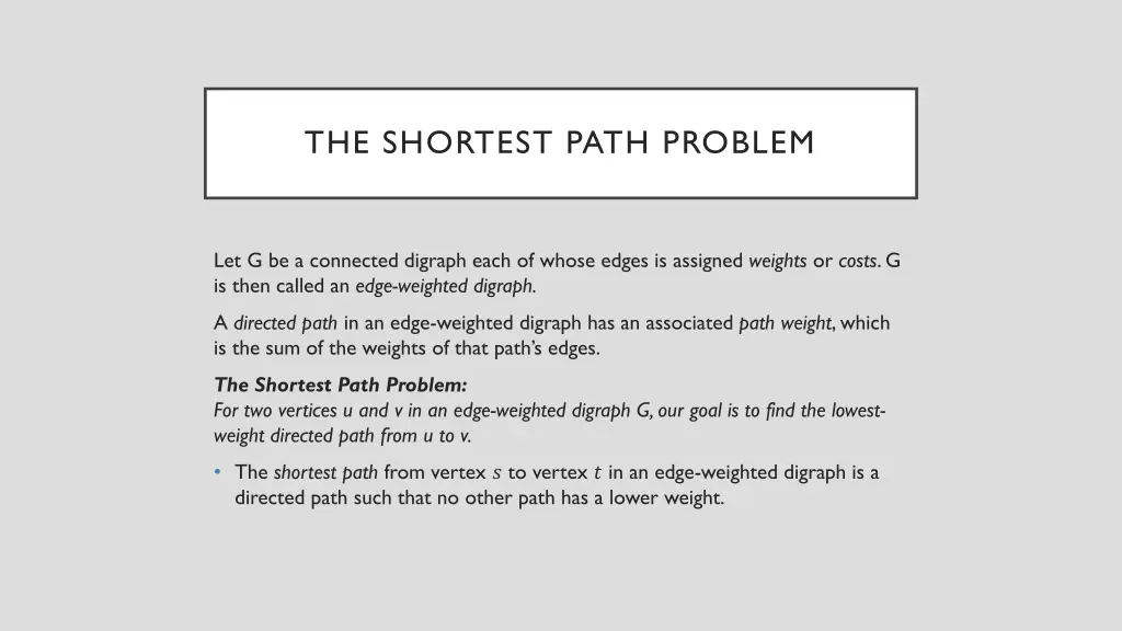 the shortest path problem