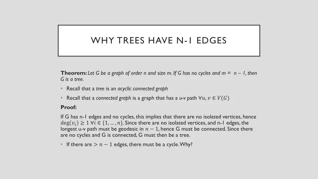 why trees have n 1 edges