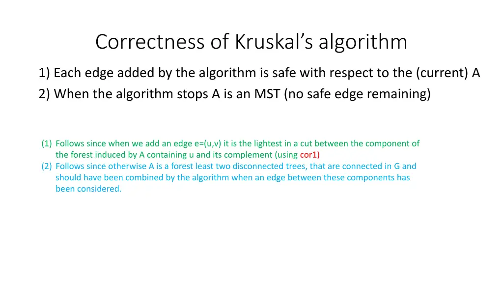 correctness of kruskal s algorithm