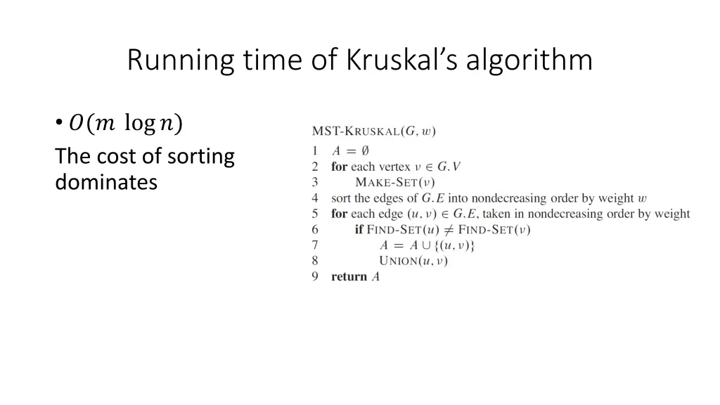 running time of kruskal s algorithm