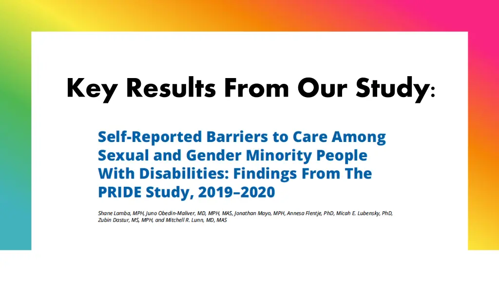 key results from our study