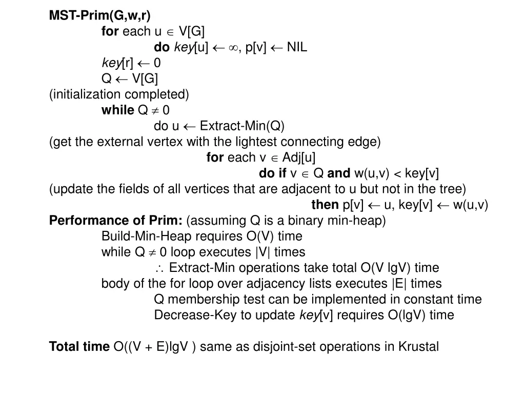 mst prim g w r initialization completed while