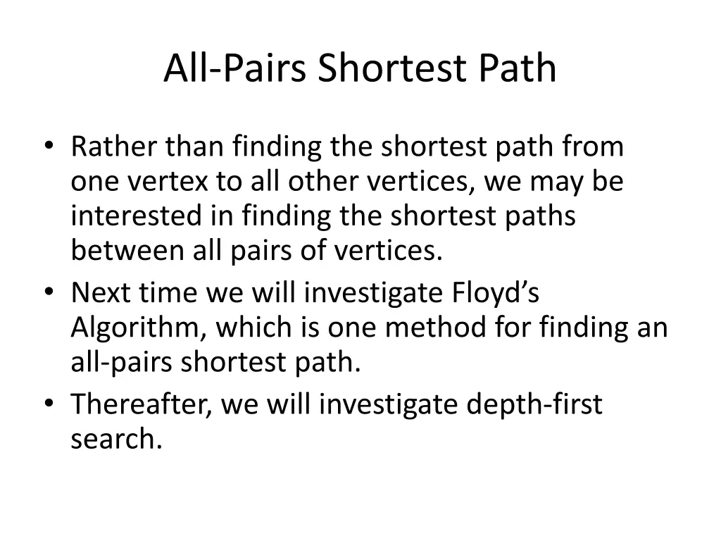 all pairs shortest path