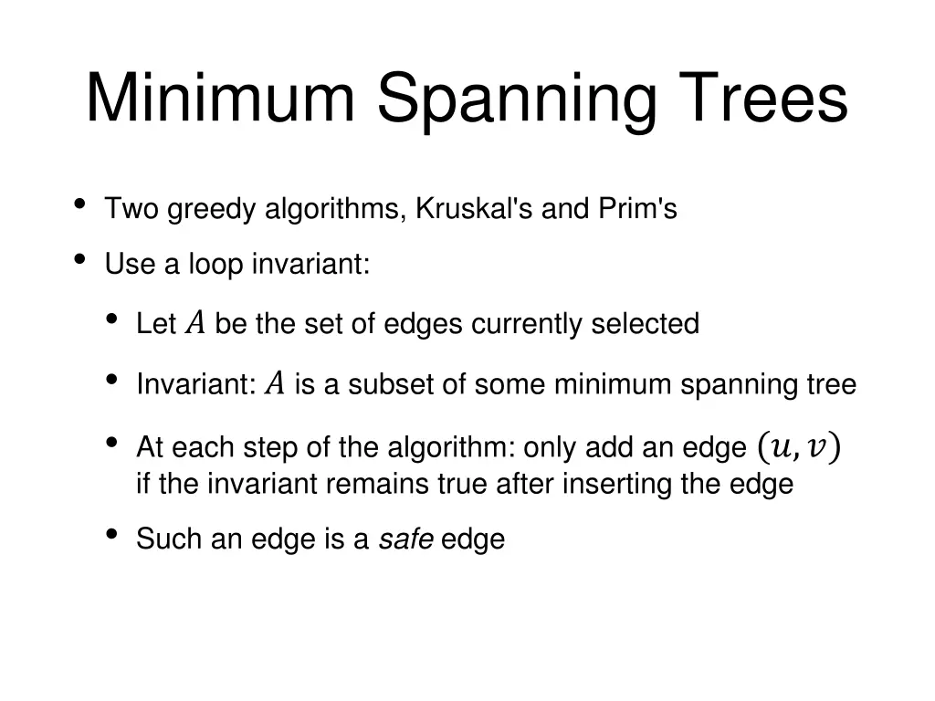 minimum spanning trees 1