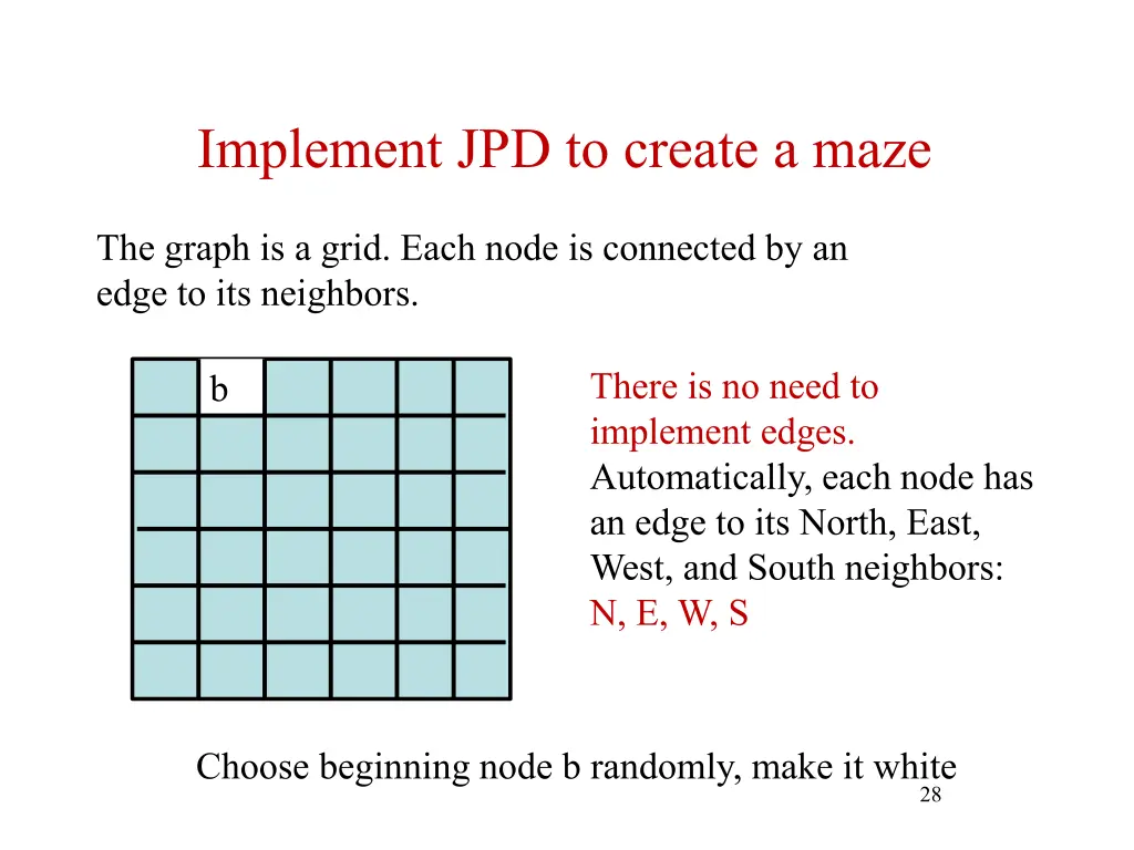 implement jpd to create a maze 1