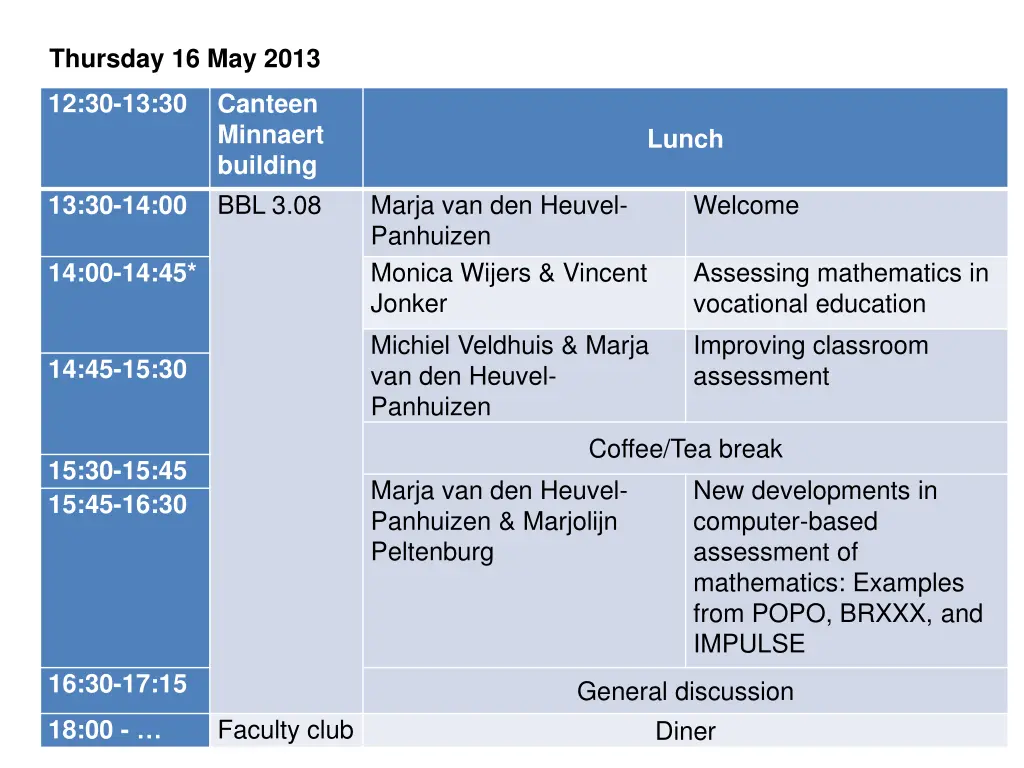thursday 16 may 2013