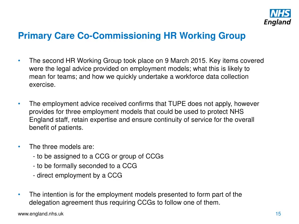 primary care co commissioning hr working group