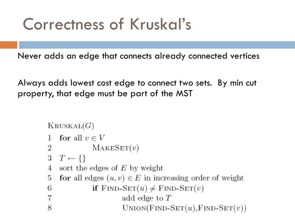correctness of kruskal s