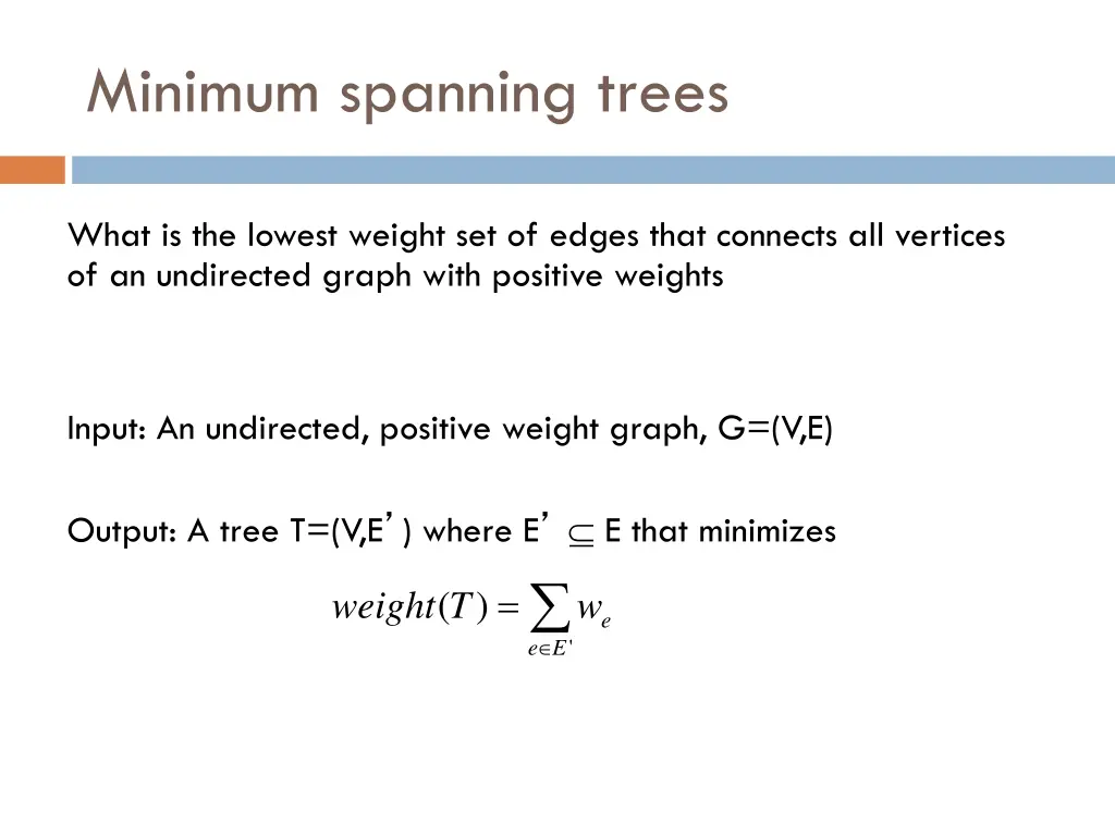 minimum spanning trees 1