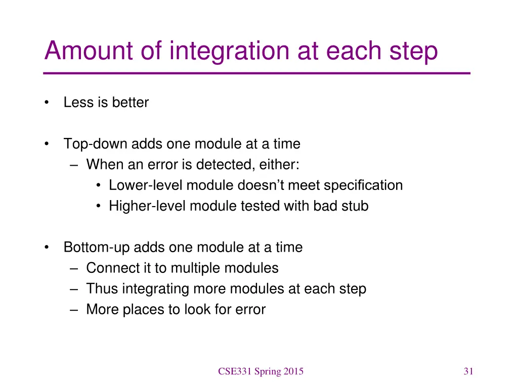 amount of integration at each step