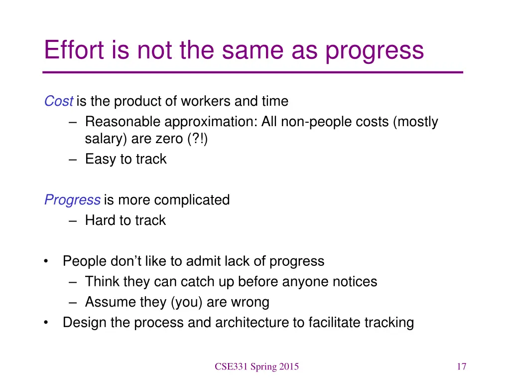 effort is not the same as progress
