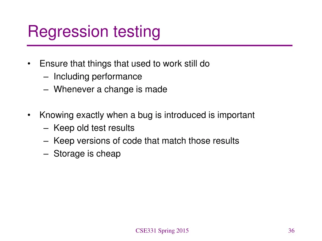 regression testing