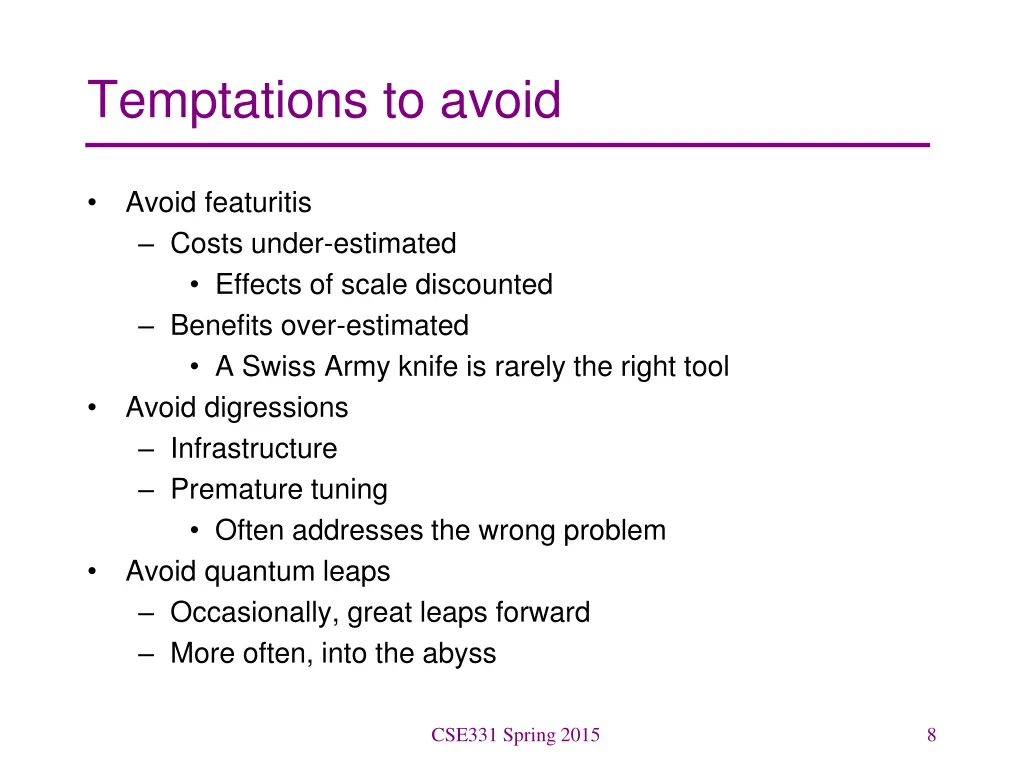 temptations to avoid