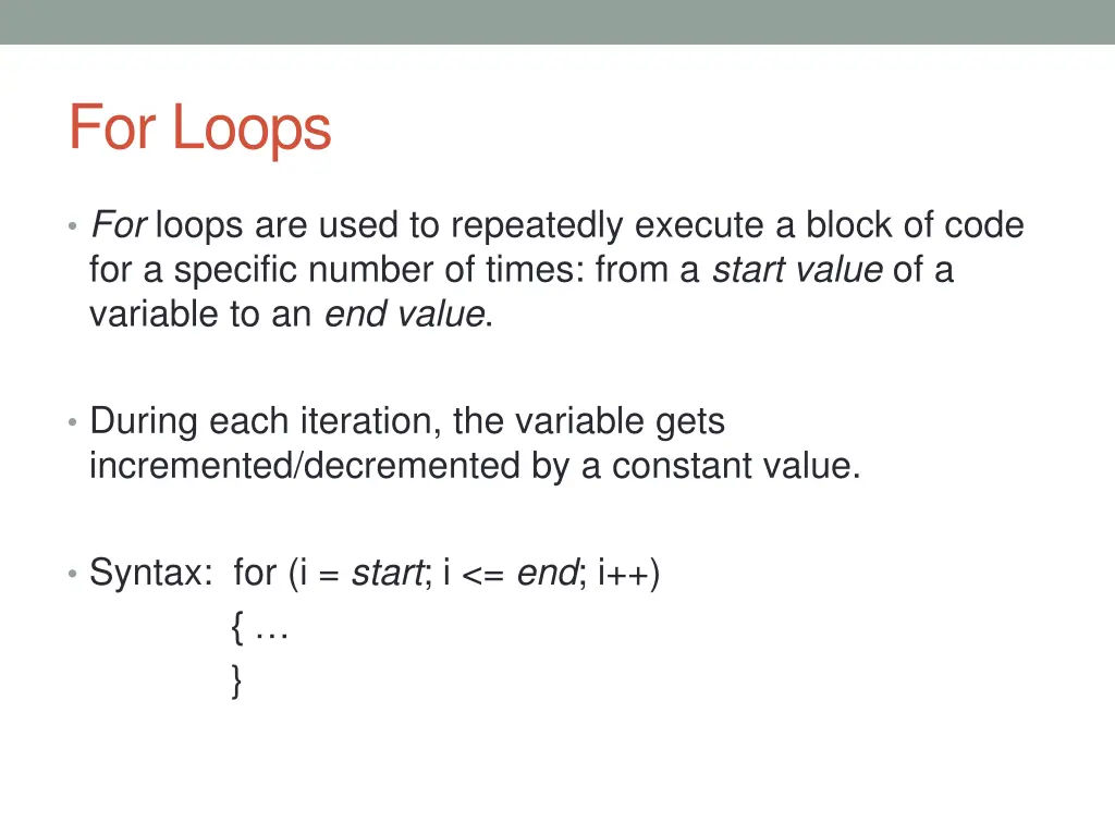 for loops