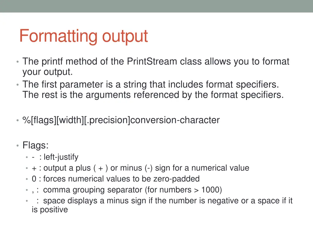 formatting output