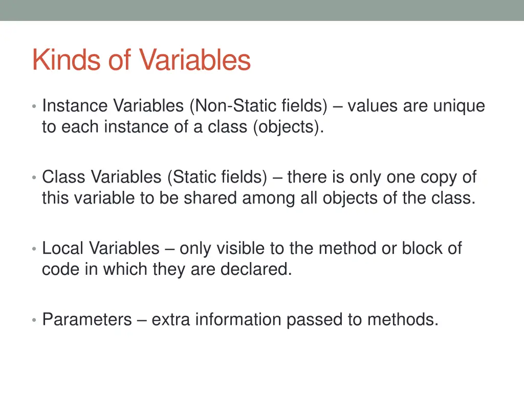 kinds of variables
