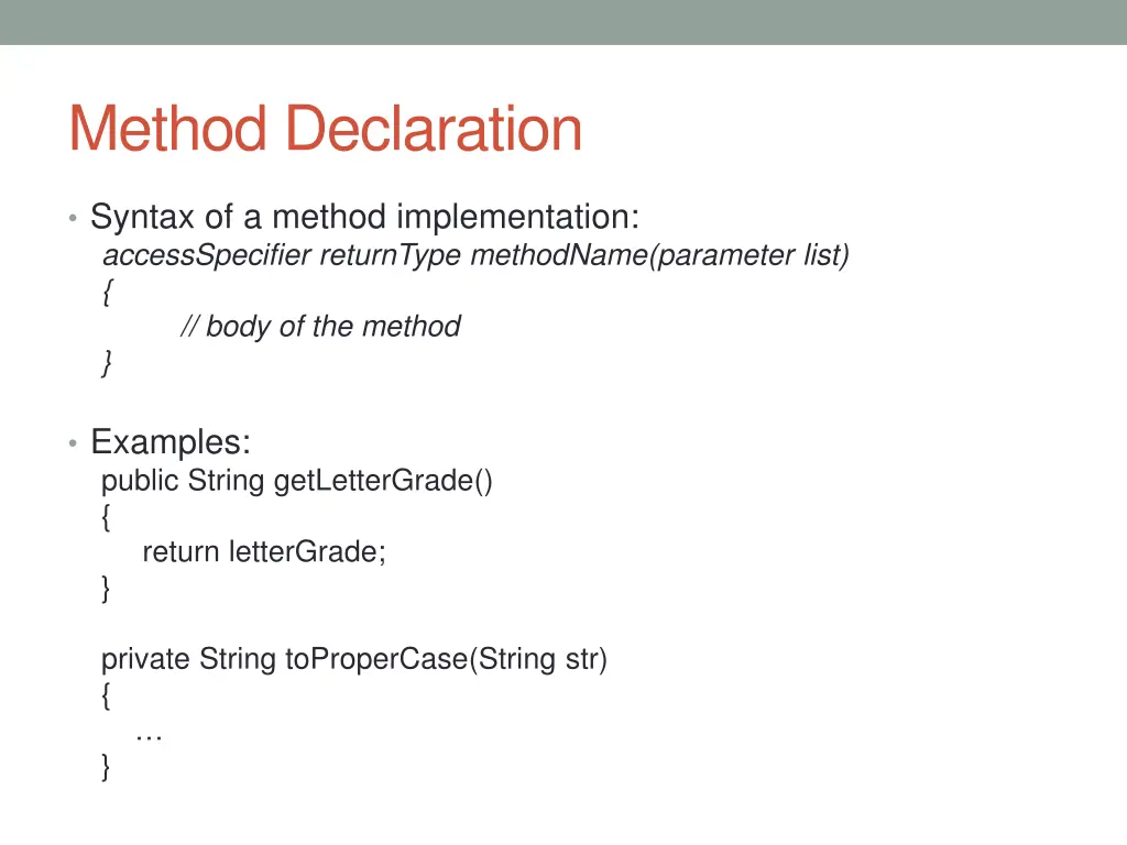 method declaration