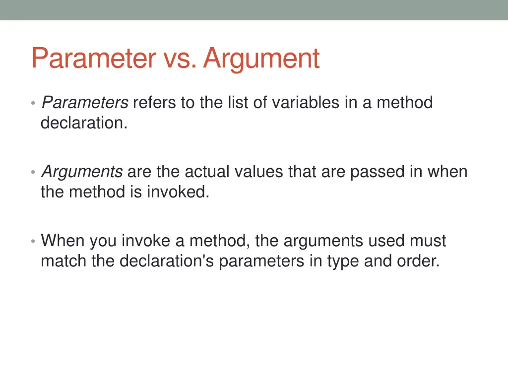 parameter vs argument