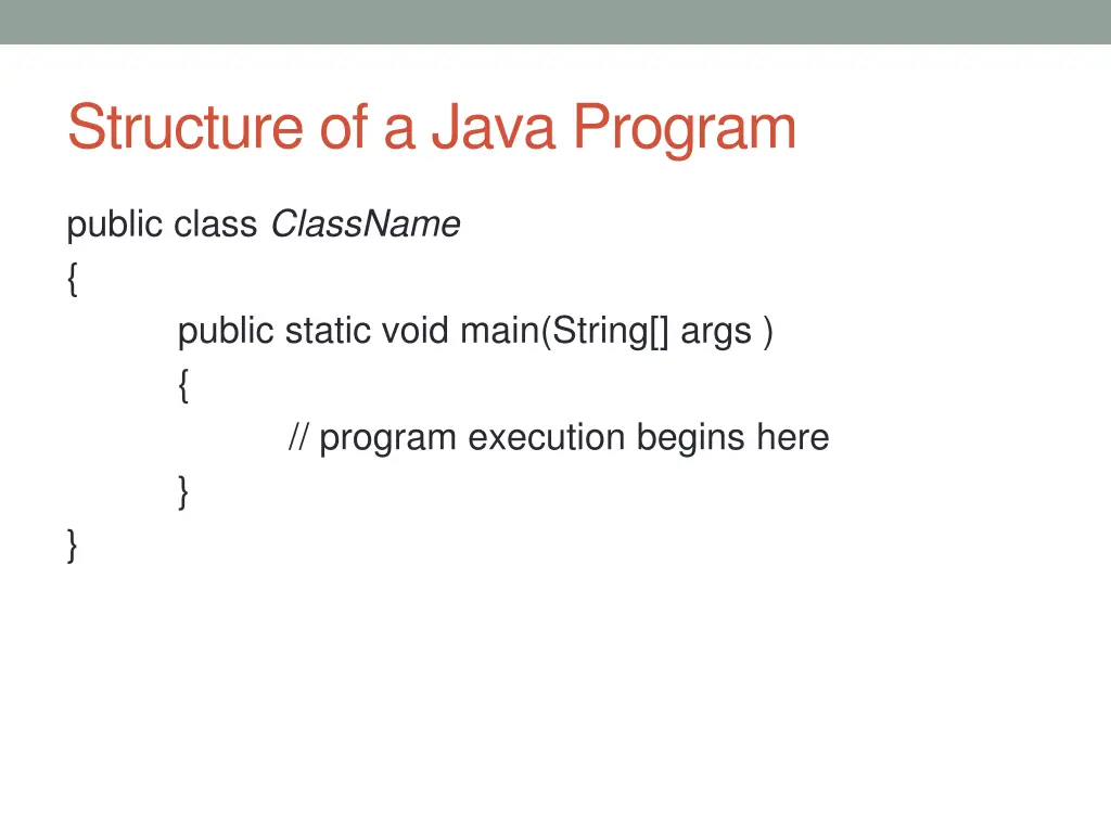 structure of a java program