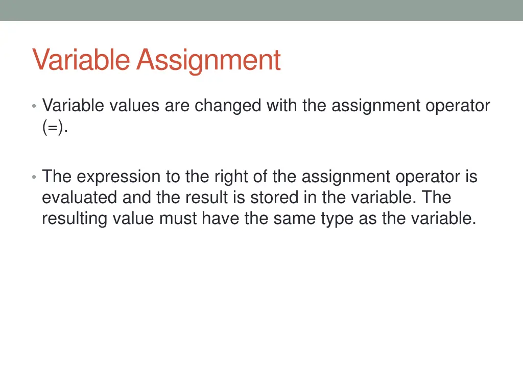 variable assignment