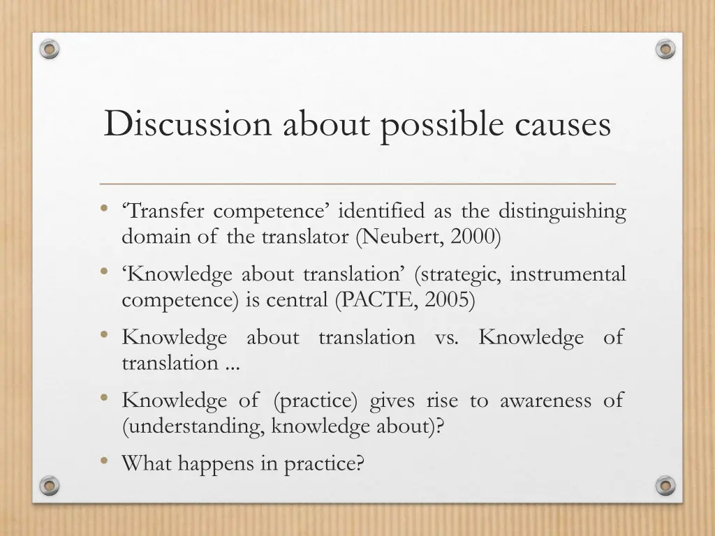 discussion about possible causes